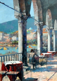 Banko Dimitrijevic, Breakfast by the Sea, Oil on canvas, 95x70cm