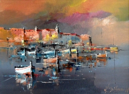 Branko Dimitrijevic, Night on the Sea, Oil on canvas, 30x40cm