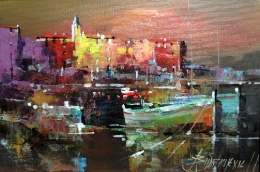 Branko Dimitrijevic, Sunset, Oil on canvas, 20x30cm