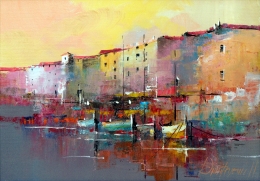 Branko Dimitrijevic, Sunset, Oil on canvas, 25x35cm