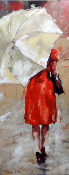 dragan-petrocic-pavle-red-dress-oil-on-canvas-130x50cm
