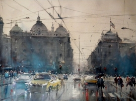 dusan-djukaric-belgrade-square-watercolour-55x75cm