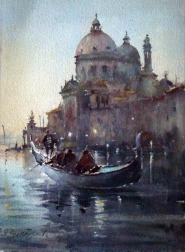 dusan-djukaric-santa-maria-della-salute-watercolor-30x40cm
