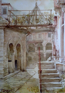 Pedja Milosevic, Hilandar, Watercolour, 35x25cm