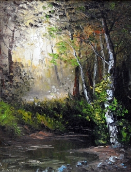 Zoran Zivotic, Birch, Oil on canvas, 30x20cm