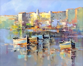 Branko Dimitrijevic, Blue Croatian Sea, Oil on canvas, 25x30cm, £280