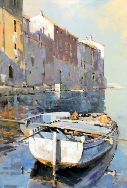 Branko Dimitrijevic, Boat in Rovinj, Oil on canvas, 95x75cm, £1650