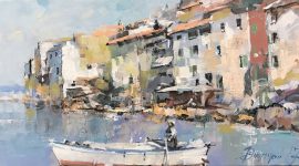 Branko Dimitrijevic, Fishermen, Oil on canvas, 20x40, £280