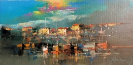 Branko Dimitrijevic, Storm on the Sea, Oil on canvas, 20x40cm, £290