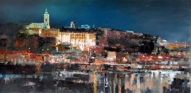 Branko Dimitrijevic, Belgrade at Night, Oil on canvas, 100x50cm