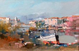 Branko Dimitrijevic, Boat, Oil on canvas, 20x30cm