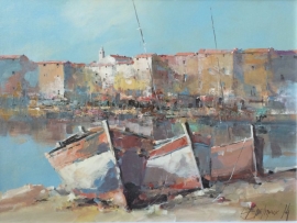 Branko Dimitrijevic, Boats, Oil on canvas, 45x60cm