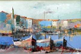 Branko Dimitrijevic, Boats, Oil on canvas, 20x30cm
