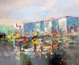 Branko Dimitrijevic, Boats, Oil on canvas, 30x25cm