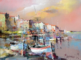 Branko Dimitrijevic, Boats, Oil on canvas, 30x40cm