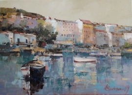 Branko Dimitrijevic, City, Oil on canvas, 25x35cm