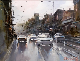 Branko Dimitrijevic, City Rush, Oil on canvas, 40x50cm