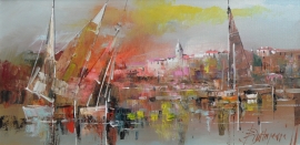 Branko Dimitrijevic, Sailing, Oil on canvas, 20x40cm, £290