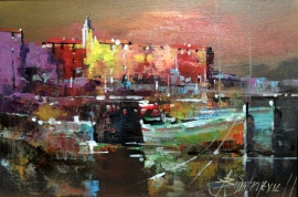 Branko Dimitrijevic, Sunset, Oil on canvas, 20x30cm, £260