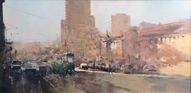 Branko Dimitrijevic, Tram, Oil on canvas, 35x70cm, £630