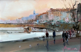 Branko Dimitrijevic, Walk, Oil on canvas, 20x30cm