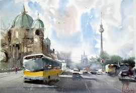 Dalibor Popovic Miksa, Berlin, Watercolour, 35x25cm