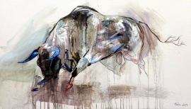 Dragan Petrovic Pavle, Bull, Oil on canvas, 127x73cm, £1850