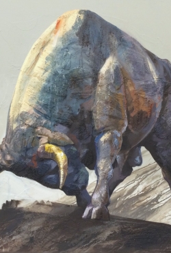 Dragan Petrovic Pavle, Raging Bull, Oil on canvas, 100x100cm, £1350