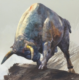 Dragan Petrovic Pavle, Raging Bull, Oil on canvas, 100x100cm, £1350