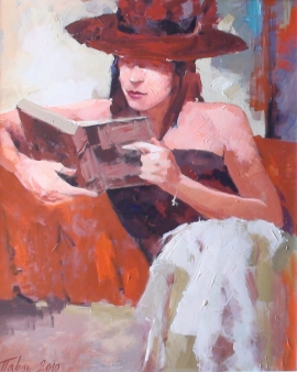 Dragan Petrovic Pavle, Lady with a Book, Oil on canvas, 70x60cm, £1150