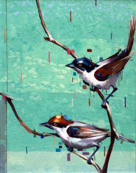 Dragan Petrovic Pavle, Birds, Oil on Canvas, 45x40cm, £440