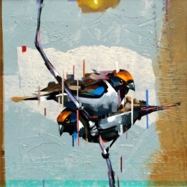 Dragan Petrovic Pavle, Birds, Oil on Canvas, 40x40cm, £440