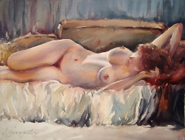 Dusan Djukaric, Anticipation, Watercolour, 55x75cm