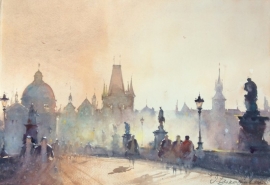 Dusan Djukaric, Prague, Watercolour, 57x38cm