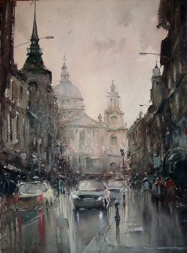 Dusan Djukaric, St Pauls Cathedral, Watercolour, 75x55cm