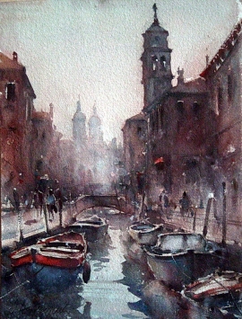 Dusan Djukaric, Venice, Watercolour, 30x20cm