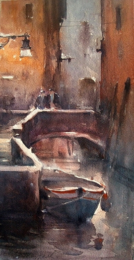 Dusan Djukaric, Venice, Watercolour, 40x20cm