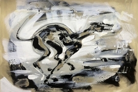 Dusan Rajsic, Racing Greyhound, Oil on canvas, 35x50cm