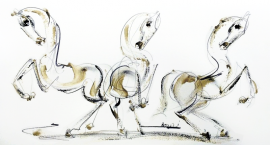 Dusan Rajsic, Horses, Mixed media, 43x23cm, £310