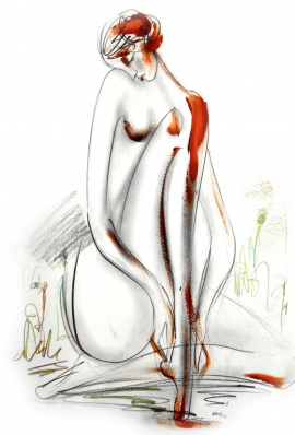 Dusan Rajsic, Nude, Mixed media, 50x35cm