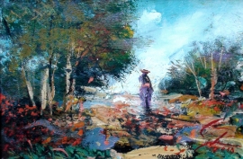 Ivan Stojanovic, Walk, Oil on canvas, 20x30cm