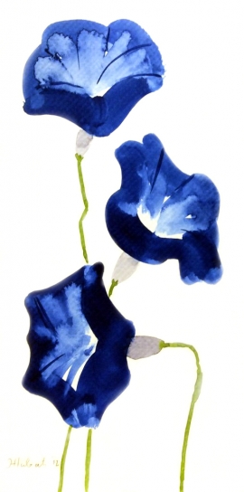 Ivana Zivic, Blue Flowers, Watercolour, 25x13cm, £180