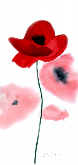 Ivana Zivic, Poppy, Watercolour, 25x13cm, £180