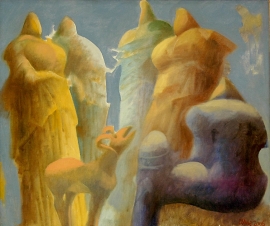 Ljubodrag Jankovic Jale, Gathering, Oil on canvas, 55x65cm