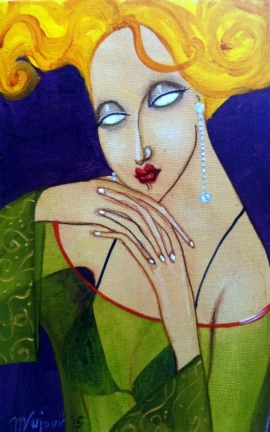 Milka Vujovic, Blondie, Oil on canvas, 16x10cm, £230