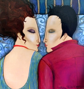 Milka Vujovic, Couple, Oil on canvas, 26x28cm, £570