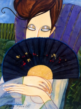 Milka Vujovic, Fan, Oil on canvas, 21x16cm