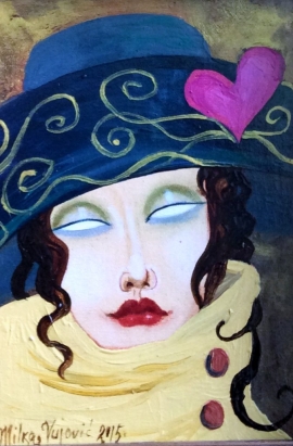 Milka Vujovic, Her Sign, Oil on canvas, 14x10cm