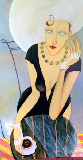Milka Vujovic, Lovespresso, Oil on canvas, 43x22cm, £850