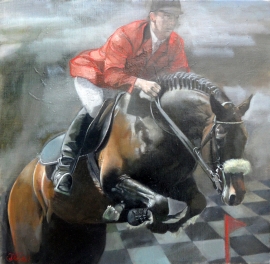 Natasa Kodela, Jockey, Oil on Canvas, 45x45cm